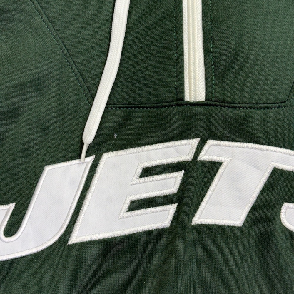 Majestic New York Jets Mens 3XLT Green White Quarter Zip Hoodie Sweatshirt - Picture 8 of 15
